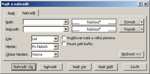 Excel - nahrazování