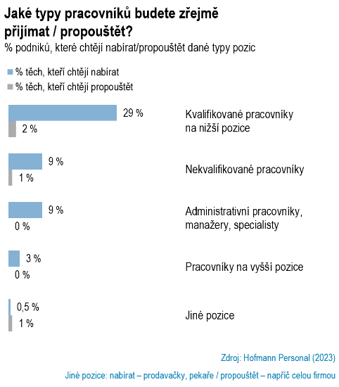 Jaké typy pracovníků budete přijímat / propouštět